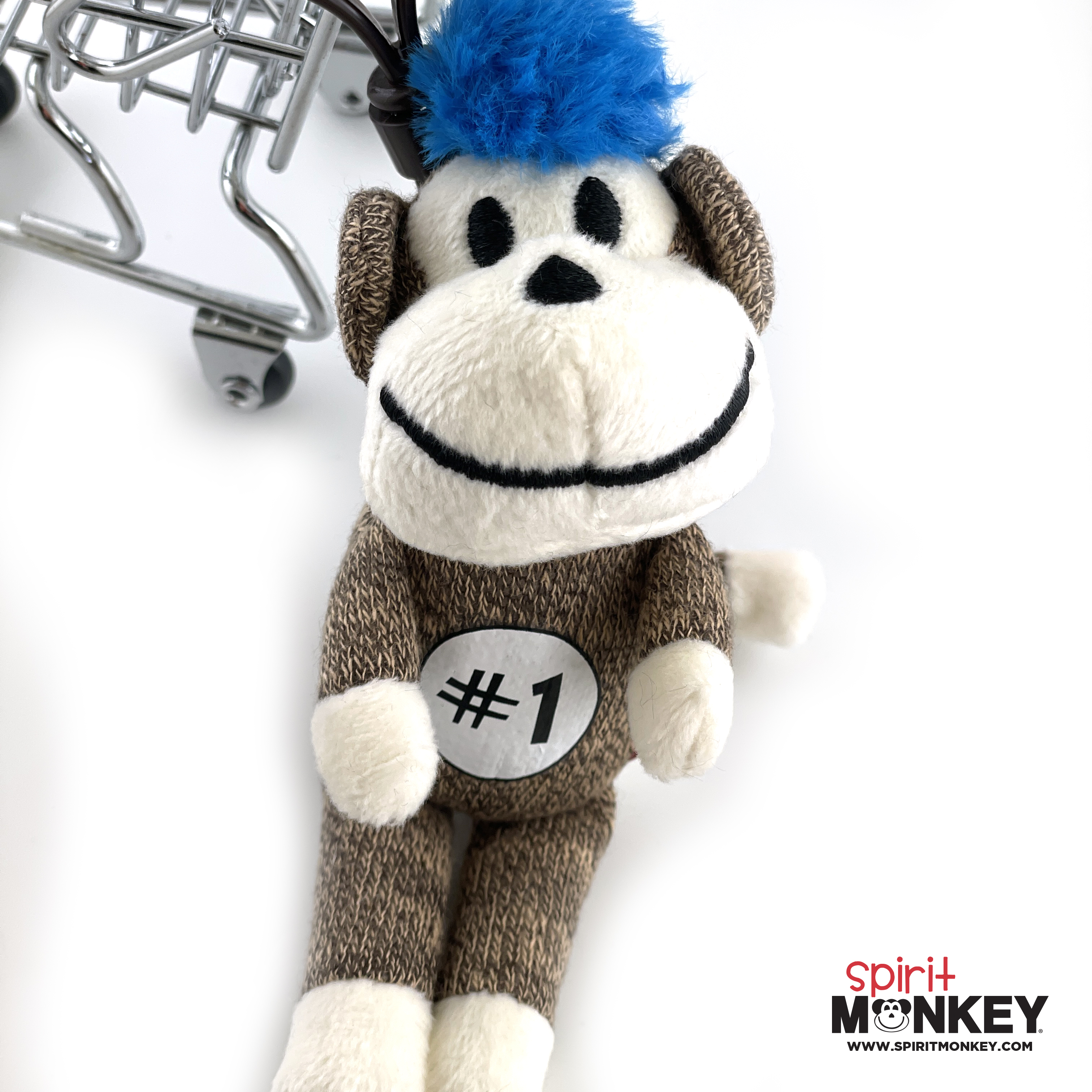 Blue Hair Stuffed Monkey with Clip